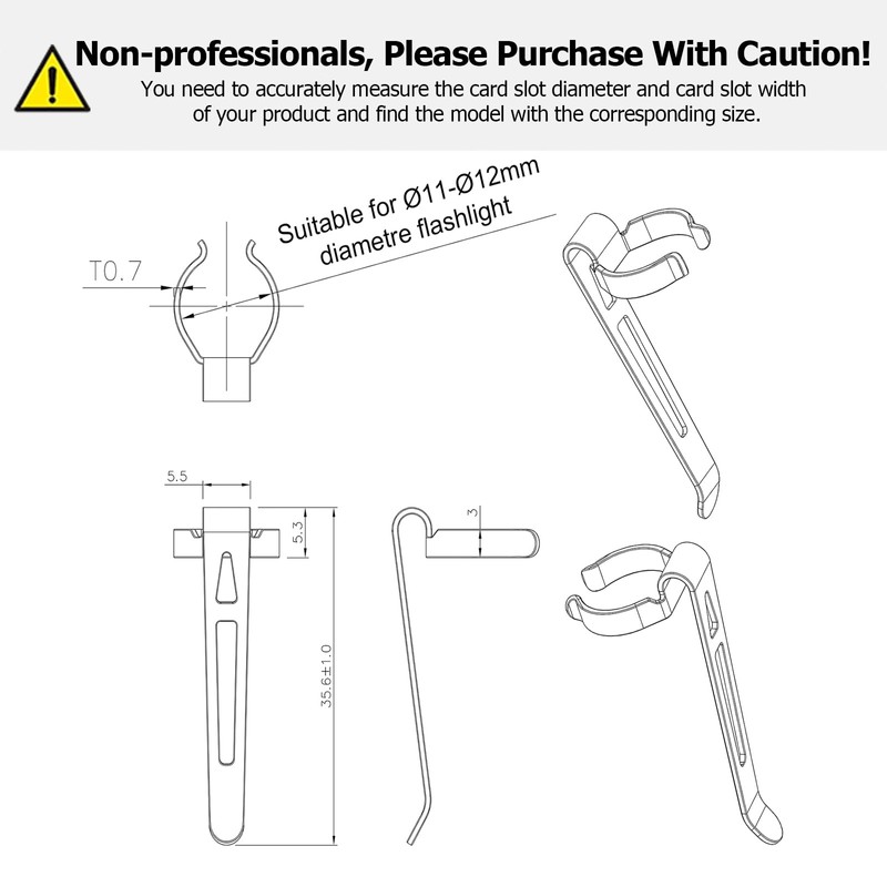 LIGHTFE B119 Flashlight Clip for 11-12 mm Diameter and 3-3.4