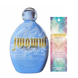BBS Jwoww Hypoallergenic DHA Bronzer Tanning Lotion 13.5 fl oz with Sample Packet of Jwoww Party Favor 0.5 fl oz