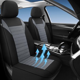 VarCozy Car Seat Covers Full Set 3D Air Mesh, Breathable Cloth Front and Rear Split Bench Seat Covers for Car, Low Back Automotive Seat Cover, Universal Fit for Most Cars,Sedan,SUV, Airbag Compatible