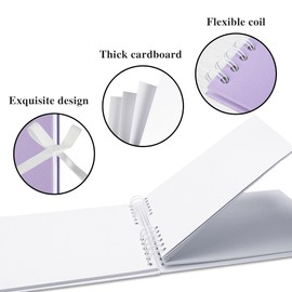 Hiwhy Scrapbook Memory Book with 20 Sheets White Pages 11.5x8.5 Inch DIY Album Set with Corner Stickers for Baby Shower Birthday Wedding Travelling, Purple