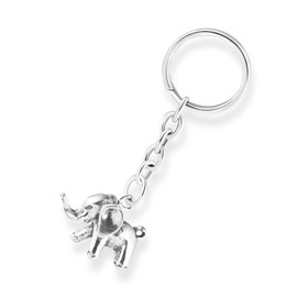 Men's Elephant Keyring Made of 925 Sterling Silver Oxidised, Sterling Silver, No Gemstone