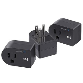Cable Matters [cETL Listed] Paquete de 3 unidades de salida única sin bloqueo de 490 julios de salida única, protector de sobretensión de pared de 1875 W en negro