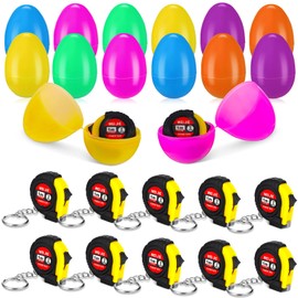 Wettarn 12 Packs Easter Eggs Filled with Tape Measure Keychain Prefilled Easter Basket Stuffers for Men Adult Gifts Bulk Egg Hunt Party Favors