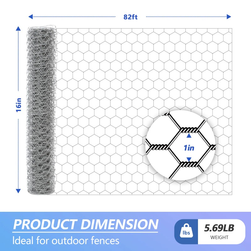 Chicken Wire Fencing Mesh Outdoor Anti-Rust Hexagonal Galvanized Mesh, Garden