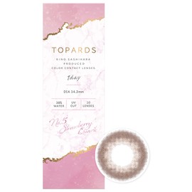 Colorcon TOPARDS Topaz Rino Ishihara Sashi, One Day, 10 Pieces, Strawberry Quartz (with degrees) [-10.00]