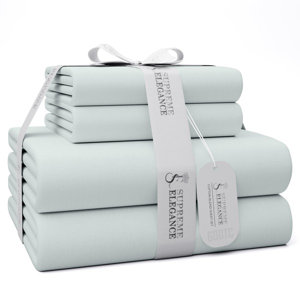 600 Thread Count Queen Bed Sheets Soft Gray, Cotton Rich
