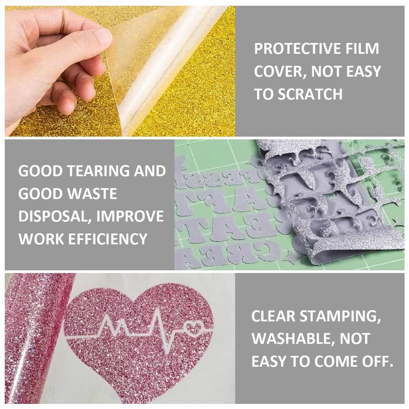YOPEUC 10 Colours Plotter Film Textile Glitter, 25 x 30.5