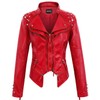 chouyatou Women's Fashion Studded Perfectly Shaping Faux Leather Biker Jacket