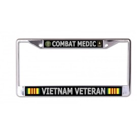 COMBAT MEDIC VIETNAM VETERAN USA MADE CHROME LICENSE PLATE FRAME