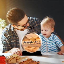 JYBBGO Double Side Sand Art, 3D Sand Art Liquid Motion Round Glass 3D Deep Sea Landscape, Sand Drawing Machine 3D Color Quicksand Decor Home Office Gifts for Adults Kids