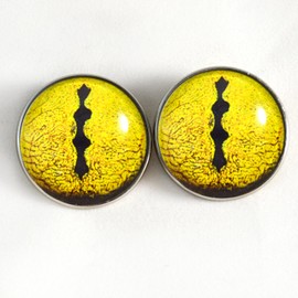 30mm Yellow Snake Eye Buttons Sew On Glass Eyes Cabochons for Fantasy Art Doll Stuffed Animal Soft Sculptures or Jewelry Making Crafts Set of 2