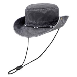 Awlsyj Mens Womens Sun Bucket Hat Wide Brim Fishing Hat Safari Hat Foldable Boonie Cap Outdoor UV Protection Beach Travel Fishing Hiking Hat (Washed Dark Grey (one Side Wearable))