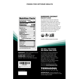 Terrasoul Superfoods Organic Coconut Flakes, 1 Lb - Medium Flakes | Unsweetened | Perfect for Baking