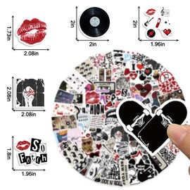 100 Pcs Aesthetic Downtown Girls Stickers Cool Trendy Red and Black Downtown Stickers for Water Bottles Laptop Skateboard Luggage Computer Stickes
