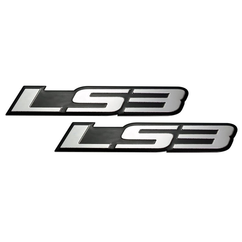 ERPART LS3 Embossed Silver on Black Real Aluminum Auto Emblem