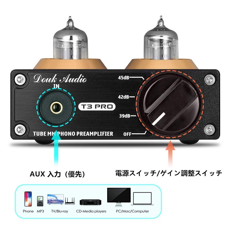 Douk Audio T3 PRO MM Phono Stage Preamp Mini Stereo