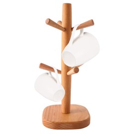 Cup Stand Cup Holder Wooden Pretzel Stand Cup Holder Removable Cup Rack Shelf Tree Cup Holder Coffee Cup Rack with 6 Hooks for Coffee Cups Cups