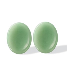 GoldHarvest 2 PCS Green Aventurine Thumb Worry Stone for Anxiety,Oval Shaped Rubbing Stone Healing Crystals Hand Carved Natural Gemstone Palm Stone Therapy Worry Stones for Kids