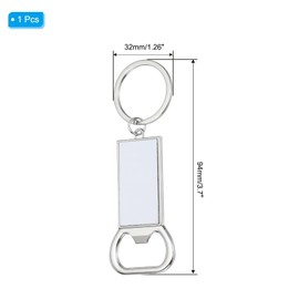 PATIKIL Sublimation Blanks Keychains, Metal Rectangle Bottle Opener Blank Key Rings Heat Transfer Keychains for DIY Crafts Photo Nameplate Friends Families, Silver Tone, Style 2