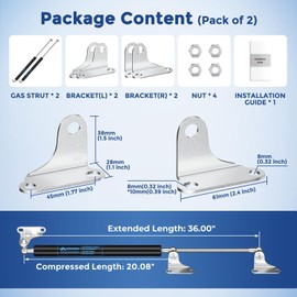 ARANA Gas Struts for Heavy Lid 120 lbs, 36 inch Gas Shocks Lift Lid with Brackets, 120 Pounds Hydraulic Lift Support Springs for Heavy Duty Door Cabinet Boat Lid(Fits 109-150 lbs Lid), 2 Pcs