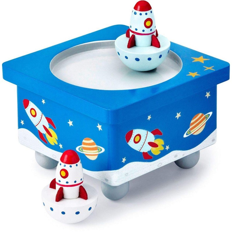 Mousehouse Gifts Rocket Wooden Music Box, Musical Toys, Early Development