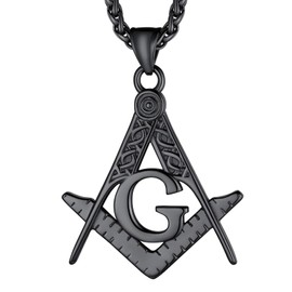 Richsteel Freemasons Black Chain Stainless Steel G Women Necklaces Masonic Compass Men Necklace With Pendant