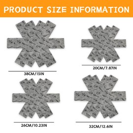 MUNSKT Grey Pan Protector Cover 8 Pieces with Black Cookware Print, Larger and Thicker Pan Protective Cover in 4 Sizes, Adjustable Insulation Pad