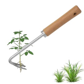 GYSRXS Stainless Steel Hand Weed Cutter 25.7 x 7.5 cm Root Weeder with Wooden Handle Weeder Joints Suitable for Garden for Weeding, Earth Dredging, Vegetable Digging, Transplanting