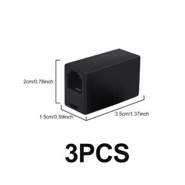 3 Pack Phone Line Connector Coupler, RJ11 6P4C Modular Female to Female Straight Telephone Extension Cord Coupler Adapter Jack - Black