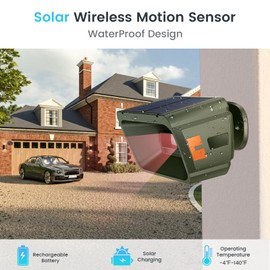 Chtoocy 1/2 Mile Long Range Solar Wireless Driveway Alarm Outdoor Weather Resistant Motion Sensor & Detector(Sensor Without Receiver)