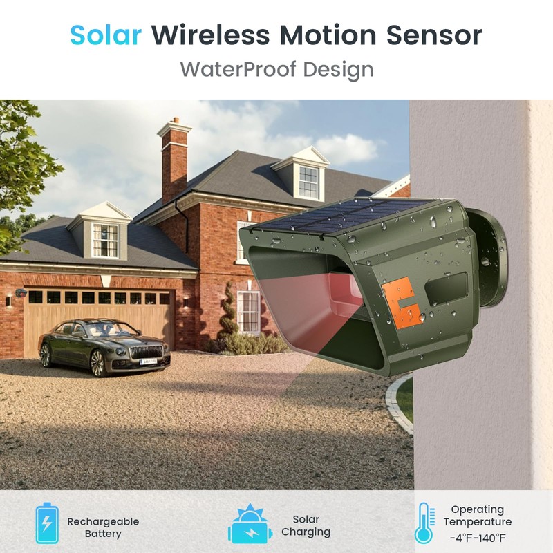 Chtoocy 1/2 Mile Long Range Solar Wireless Driveway Alarm Outdoor
