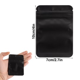 LOLYSIC 200 Pcs Mylar Bags, Resealable Ziplock Baggies Smell Proof Mylar Pouches Small Foil Sample Bags for Candy Food Jewelry Small Business Packaging, Black, 7 x 10 cm