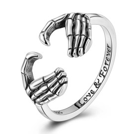MULA Original Skeleton Hand Heart Open Ring For Women Jewelry 925 Sterling Silve