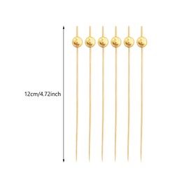 100Pack Cocktail Picks, Wooden Cocktail Toothpicks for Drinks Appetizers with Matt Gold Pearl