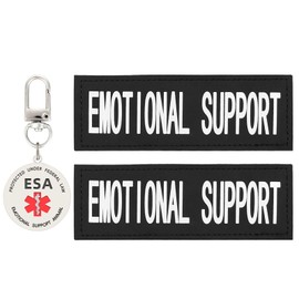 Emotional Support Dog Patches 2 pcs, Emotional Support Animal ESA Dog ID Tag, Double Side Engraved Easily Attach to Dog Collar, Harness or Vest (S)