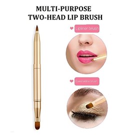 Exquisitos aplicadores profesionales de brochas de labios retráctiles, lápiz labial brillante, herramienta de maquillaje para mujeres y niñas (dos cabezas-dorado)