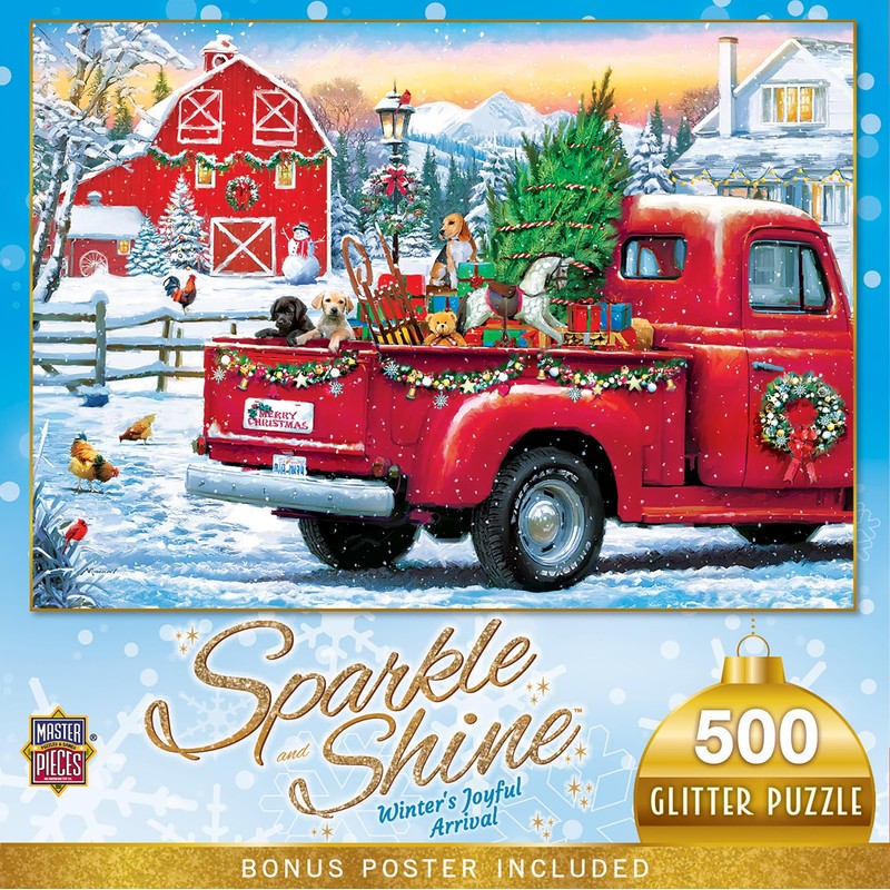 MasterPieces 500 Piece Glitter Jigsaw Puzzle - Winter's Joyful Arrival