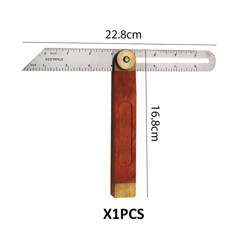 1 woodworking bevel tool ruler, adjustable angle sliding T-ruler, carpenter