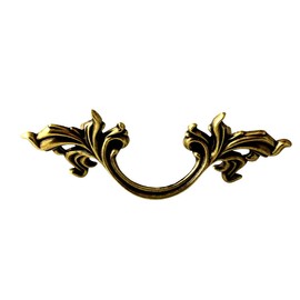 Antique Brass French Grape Leaf Drawer Pull Handle Centers: 3" for Antique Cabinet Doors, Dresser Drawers, Old Desk Furniture Hardware | DL-P2773-BB (10)