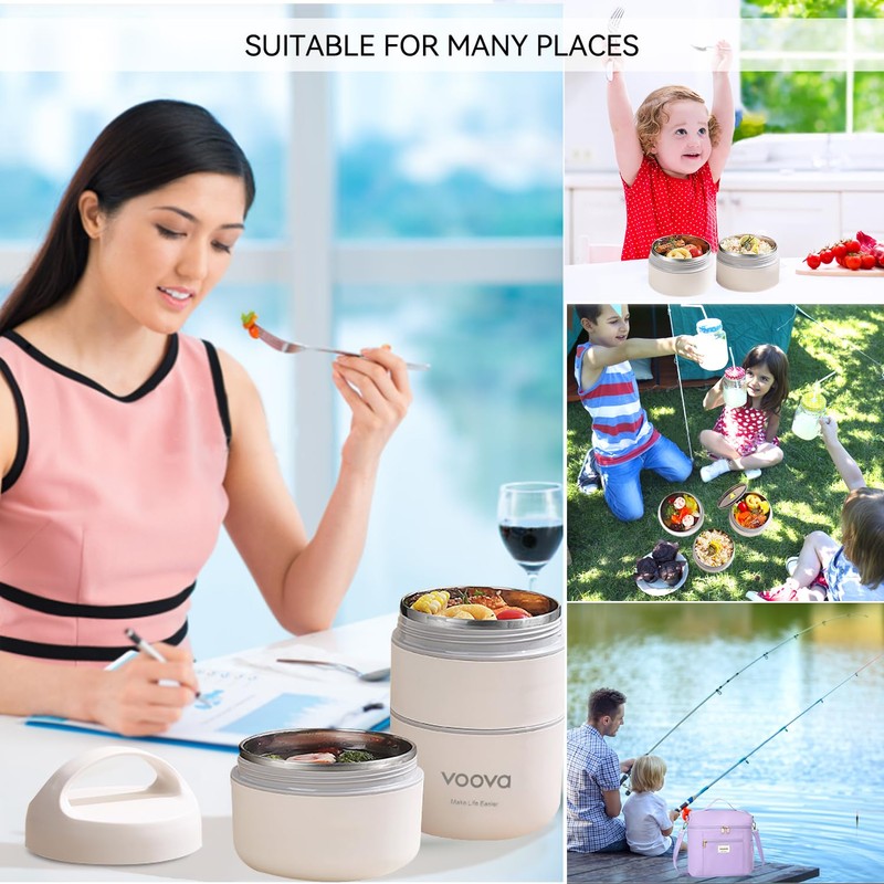 Voova Stackable Stainless Steel Thermal Lunch Box with Lunch Bag
