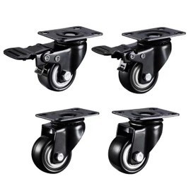 Set of 4 Furniture Castors, Transport Castors, Furniture Castors, 360° Rotatable, Swivel Castors, Fixed Castors, Rubber Castors, 40 mm, Up to 50 kg per Wheel, Swivel Castors for Indoor and Outdoor Use