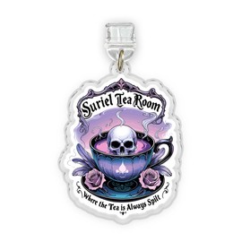 Suriel Tea Room Where The Tea Is Always Spilt Charms For Kindle, Phone Dust Plug 1.5 Inches Funny ACOTAR Skull, Tea, Lightning/Type C Plug, Acrylic Material, Accessories DIY Gifts Coworker Friend Mom