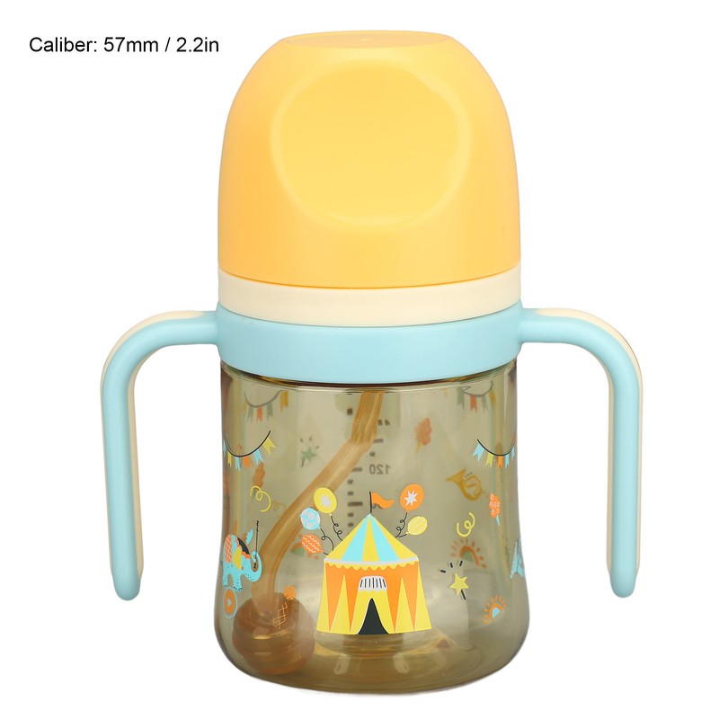 Wide Neck Sippy Straw Bottle Spill Proof Easy Grip Training