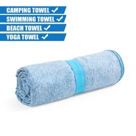 KISS QUEEN Quick Dry Microfiber Camping Towel, Large Towel for Beach Travel Gym Body Sweat Hiking Yoga Swimming Pool(Blue, 31.5X70 Inch)