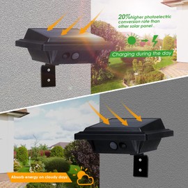 KEENZO Solar Outdoor Lights - Gutter Lights with Motion Sensor, Solar-Powered LED Wall/Fence/Step/Deck Lights with 25 LED, Outdoor Waterproof Lighting for Garden,Patio,Backyard,Pathway and Eaves Wall
