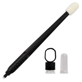 Microblading Disposable Handpiece with Needles for Manual Pigmentation of Eyebrows Permanent Makeup Pens with Ring and Sponge Applicator (18U-0.2 mm) Pack of 10