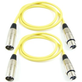 Adam Hall Cables K3MMF0100YEL Microphone Cable XLR Female to XLR Male DMX Audio Cable 3-Pin (1.0 m, Yellow, 2) Pack of 2