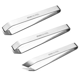 3 Pcs Fish Bone Tweezers, Stainless Steel 2 Flat and 1 Slant Tweezers, maxin Pliers Remover Tool for Remove Fish Bones, Needle Dones, Scales