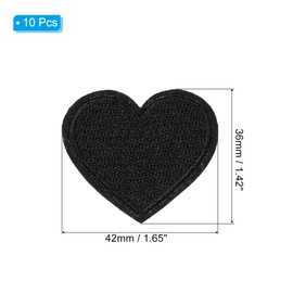 PATIKIL Iron-on Patches, 10 Pack Heart Shaped Sew Embroidered Patches Love Appliques Embellishments for Clothing Jackets Hat Backpack Repairing Decorations, Black