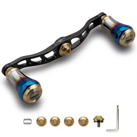 HEIGHTEN V2.0 3.5 / 4.1 / 4.5 inches (90 / 105 / 115 mm) Bait Reel Handle, Shimano (daiwa) Abgurcia (abu) Universal Bait Reels, Aurora Series (V2.0 - 105 mm - Black & Goal) (0122)